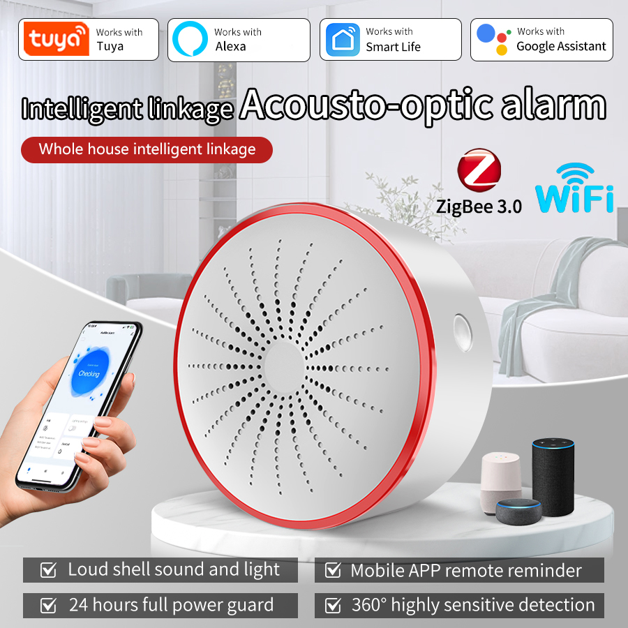 Smart Home Voice Assistant - Sirena de Alarma Inteligente Tuya WiFi