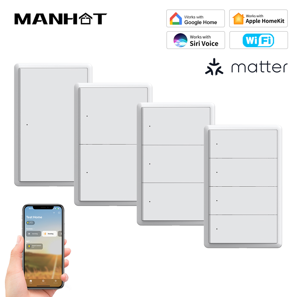 Smart Home Assistant - Interruptor Inteligente WiFi MANHOT Homekit, Sin