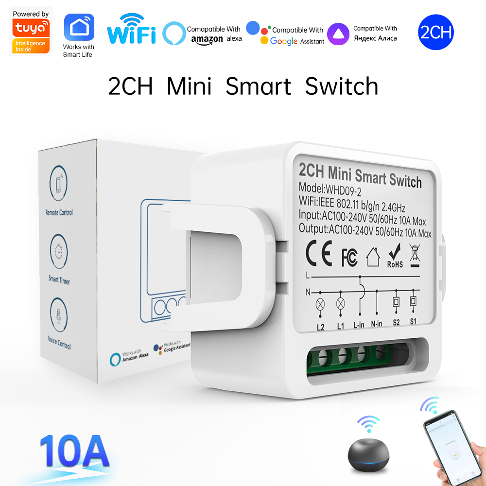 Smart Home Voice Assistant - Interruptor Inteligente Tuya de 2 Vías,