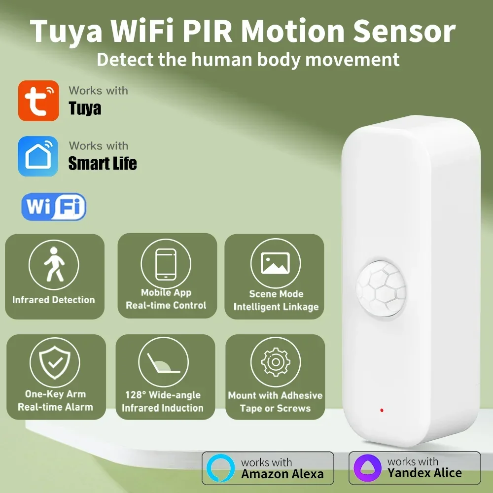 Smart Home Assistant - Tuya-Sensor de movimiento WiFI PIR, cuerpo
